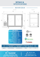 Dukers 48" Back Bar Cooler - Glass Door