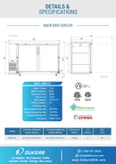 Dukers DBB60-H2 60" Back Bar Cooler - Glass Door