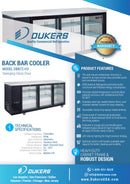 Dukers DBB72-H3 72" Back Bar Cooler - Glass Door