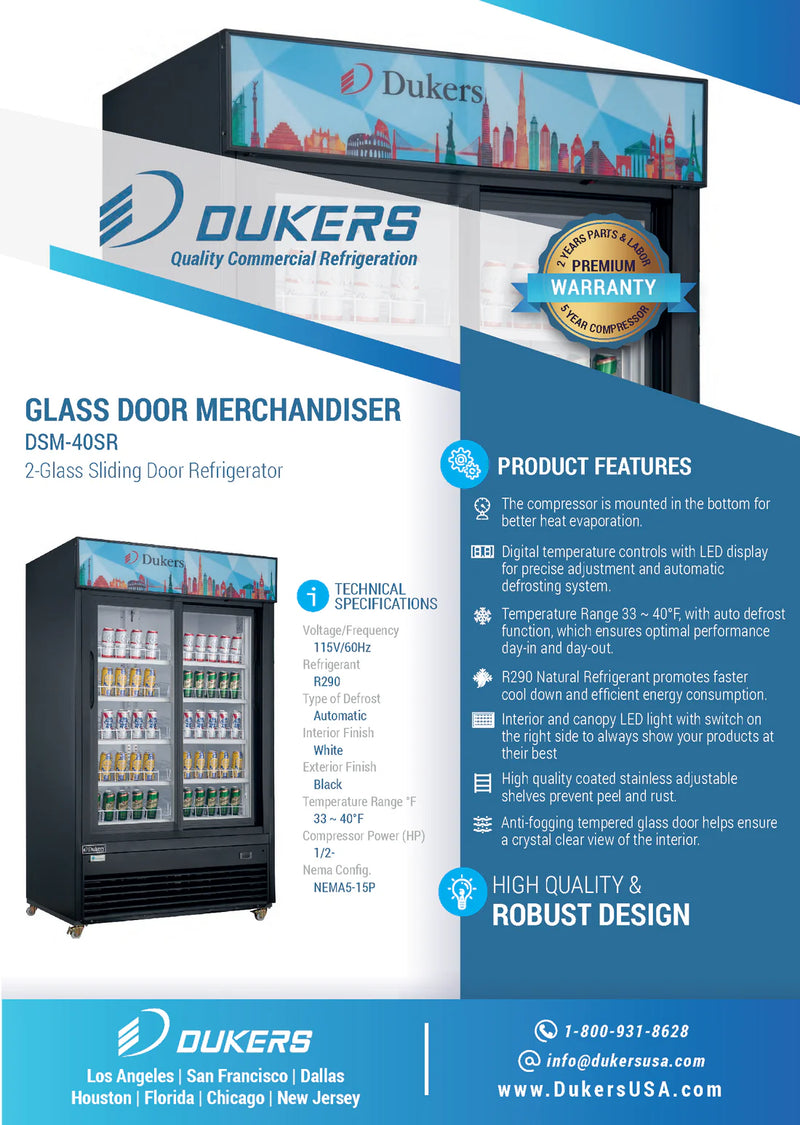 Dukers DSM-40SR Two Glass Sliding Door Refrigerator