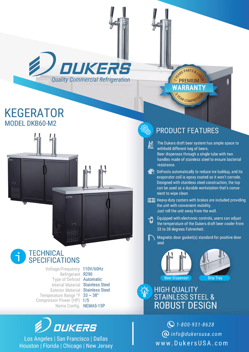 Dukers 60" Kegerator - Solid Door